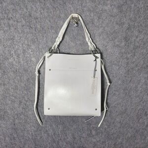 Rebecca Minkoff Leather Tote Bag White Braided Handles Silver Hardware‎